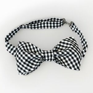 NEW Custom Mens Gingham Bow Tie Pre-tied Adjustable Gift 4 Him Black/White Check